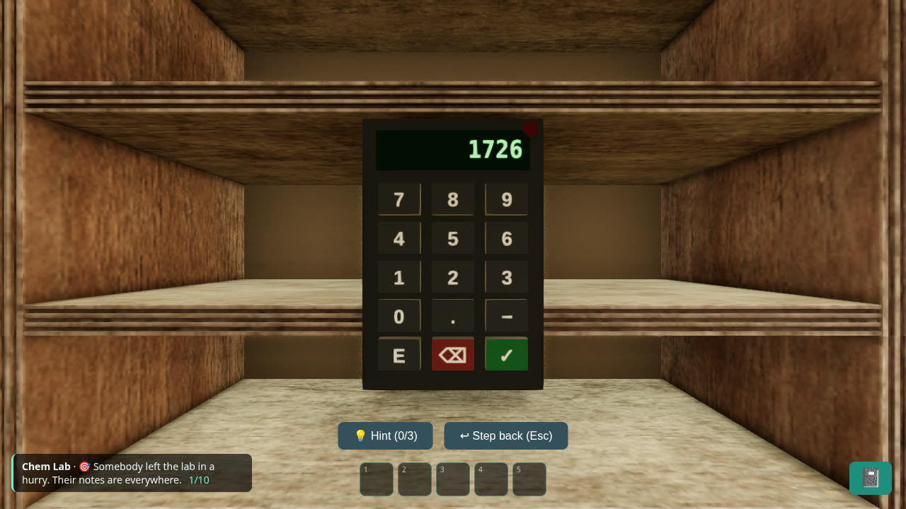 Close-up of a 3D keypad lock in the chemistry lab
